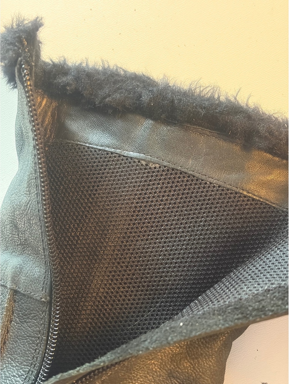 Geox Black Leather Fur-Lined Wedge Ankle Boots - Picture 6 of 9